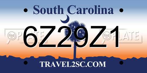6Z29Z1 South Carolina License Plate