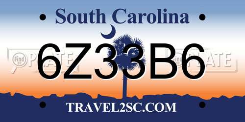 6Z33B6 South Carolina License Plate