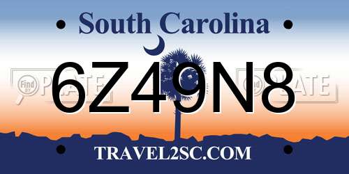 6Z49N8 South Carolina License Plate