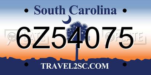 6Z54075 South Carolina License Plate
