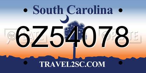 6Z54078 South Carolina License Plate