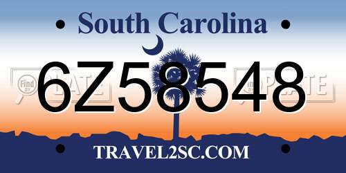 6Z58548 South Carolina License Plate