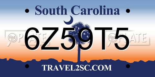 6Z59T5 South Carolina License Plate