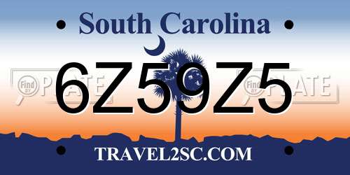 6Z59Z5 South Carolina License Plate