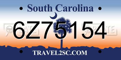 6Z75154 South Carolina License Plate