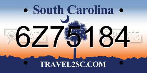 6Z75184 South Carolina License Plate