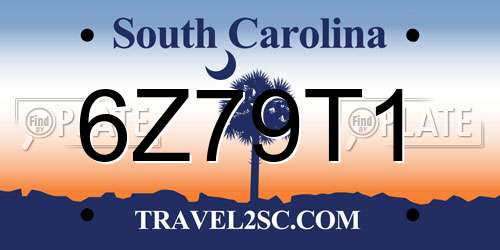 6Z79T1 South Carolina License Plate