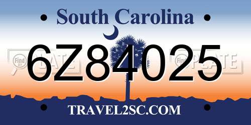 6Z84025 South Carolina License Plate