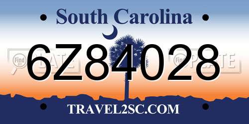 6Z84028 South Carolina License Plate