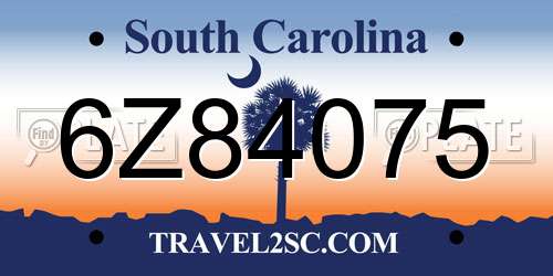6Z84075 South Carolina License Plate