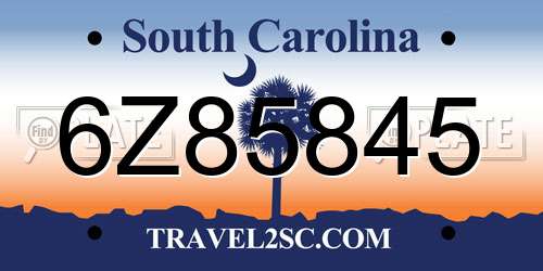6Z85845 South Carolina License Plate