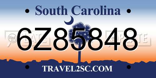 6Z85848 South Carolina License Plate