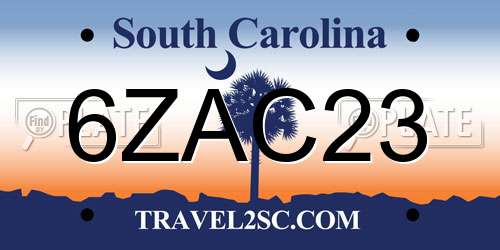6ZAC23 South Carolina License Plate