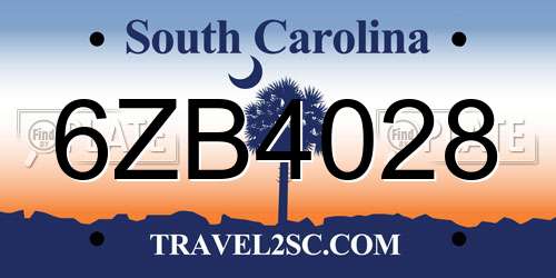 6ZB4028 South Carolina License Plate