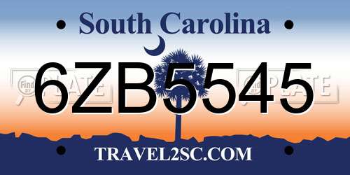 6ZB5545 South Carolina License Plate