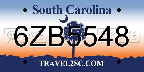 6ZB5548 South Carolina License Plate