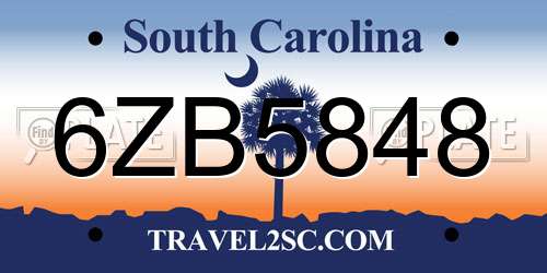 6ZB5848 South Carolina License Plate