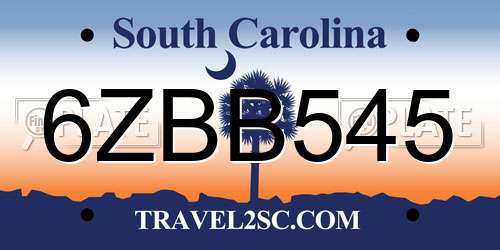 6ZBB545 South Carolina License Plate