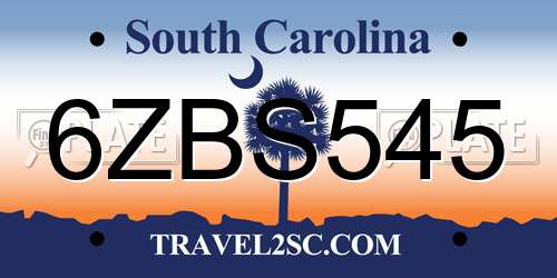 6ZBS545 South Carolina License Plate