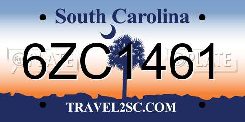 6ZC1461 South Carolina License Plate