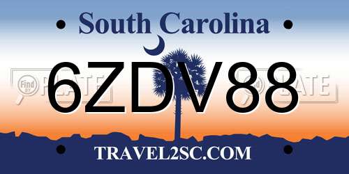 6ZDV88 South Carolina License Plate