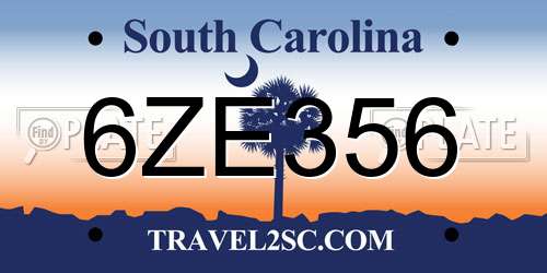 6ZE356 South Carolina License Plate