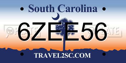 6ZEE56 South Carolina License Plate