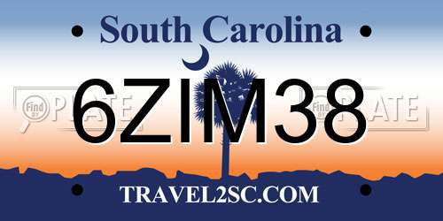 6ZIM38 South Carolina License Plate
