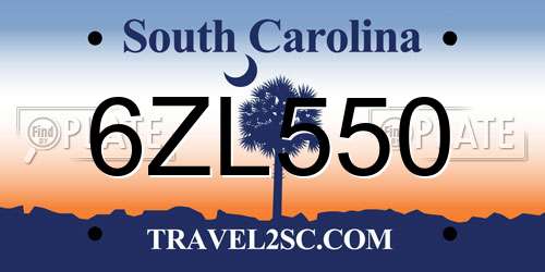 6ZL550 South Carolina License Plate