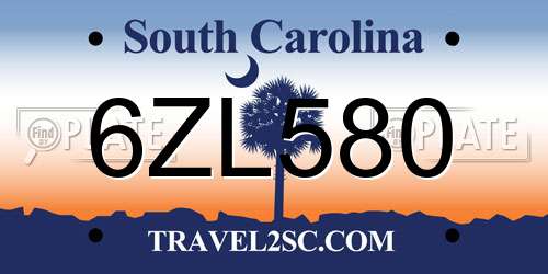 6ZL580 South Carolina License Plate