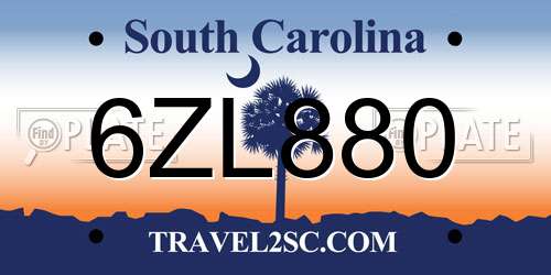 6ZL880 South Carolina License Plate