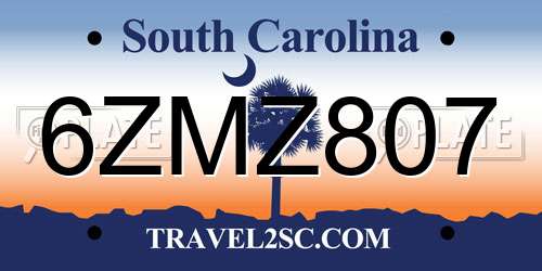6ZMZ807 South Carolina License Plate