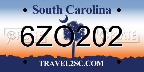 6ZO202 South Carolina License Plate
