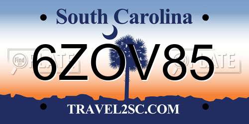 6ZOV85 South Carolina License Plate