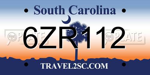 6ZR112 South Carolina License Plate