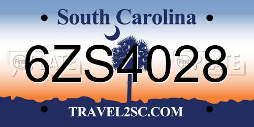 6ZS4028 South Carolina License Plate