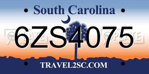 6ZS4075 South Carolina License Plate