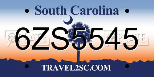 6ZS5545 South Carolina License Plate