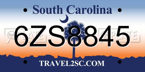 6ZS8845 South Carolina License Plate