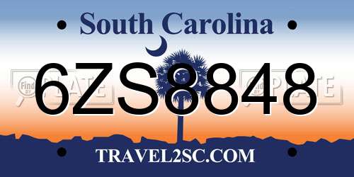 6ZS8848 South Carolina License Plate