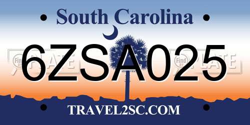 6ZSA025 South Carolina License Plate