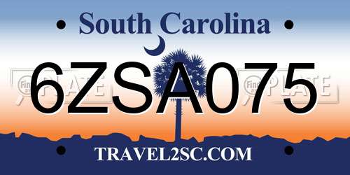 6ZSA075 South Carolina License Plate