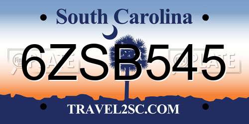 6ZSB545 South Carolina License Plate