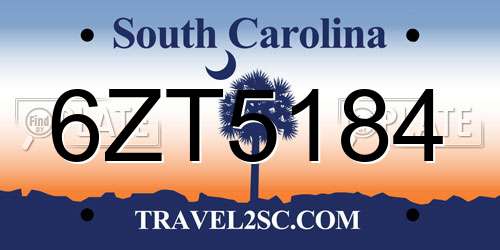 6ZT5184 South Carolina License Plate