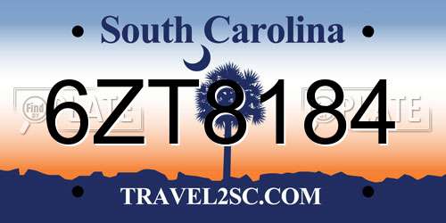 6ZT8184 South Carolina License Plate