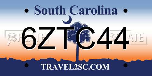 6ZTC44 South Carolina License Plate