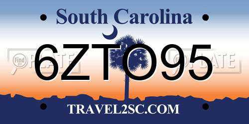 6ZTO95 South Carolina License Plate