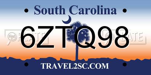 6ZTQ98 South Carolina License Plate
