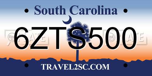 6ZTS500 South Carolina License Plate