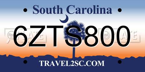 6ZTS800 South Carolina License Plate